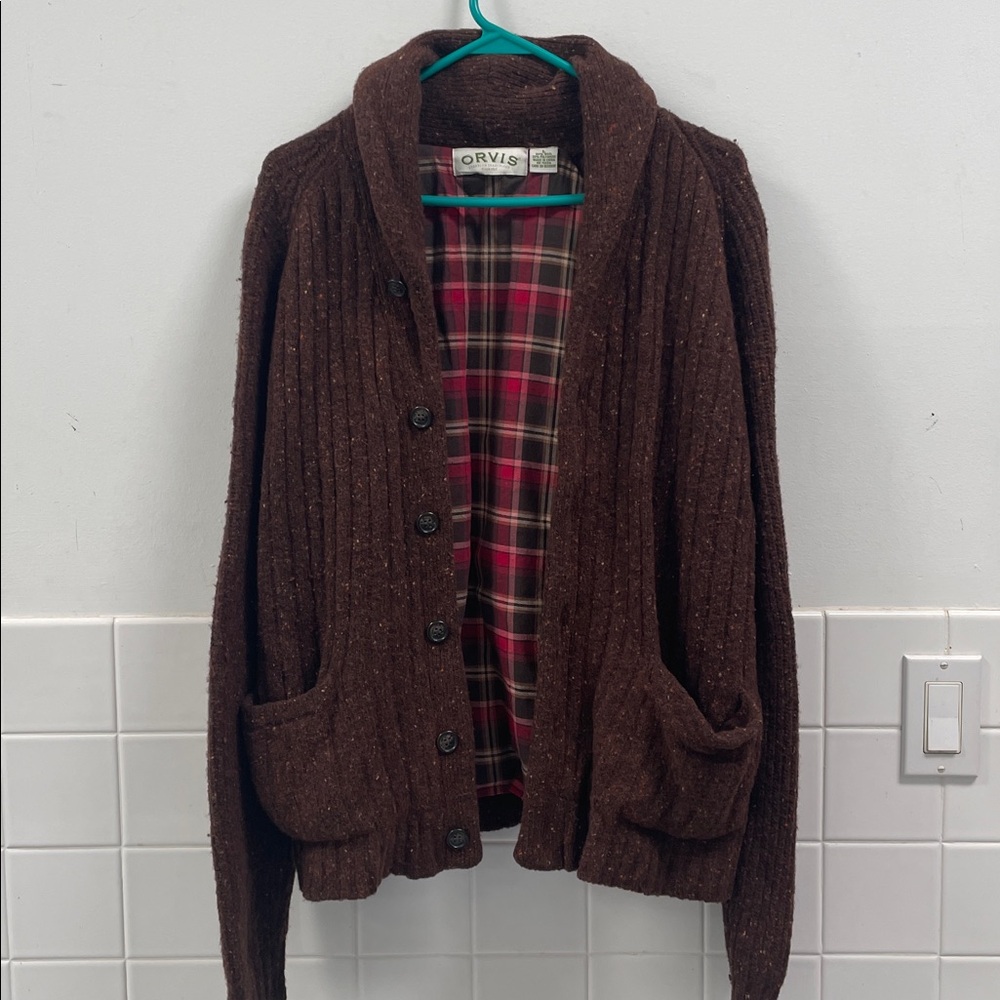 VTG Orvis flannel lined wool blend Cardigan